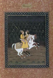 Baz Bahadur Cavalgando com Rupmati